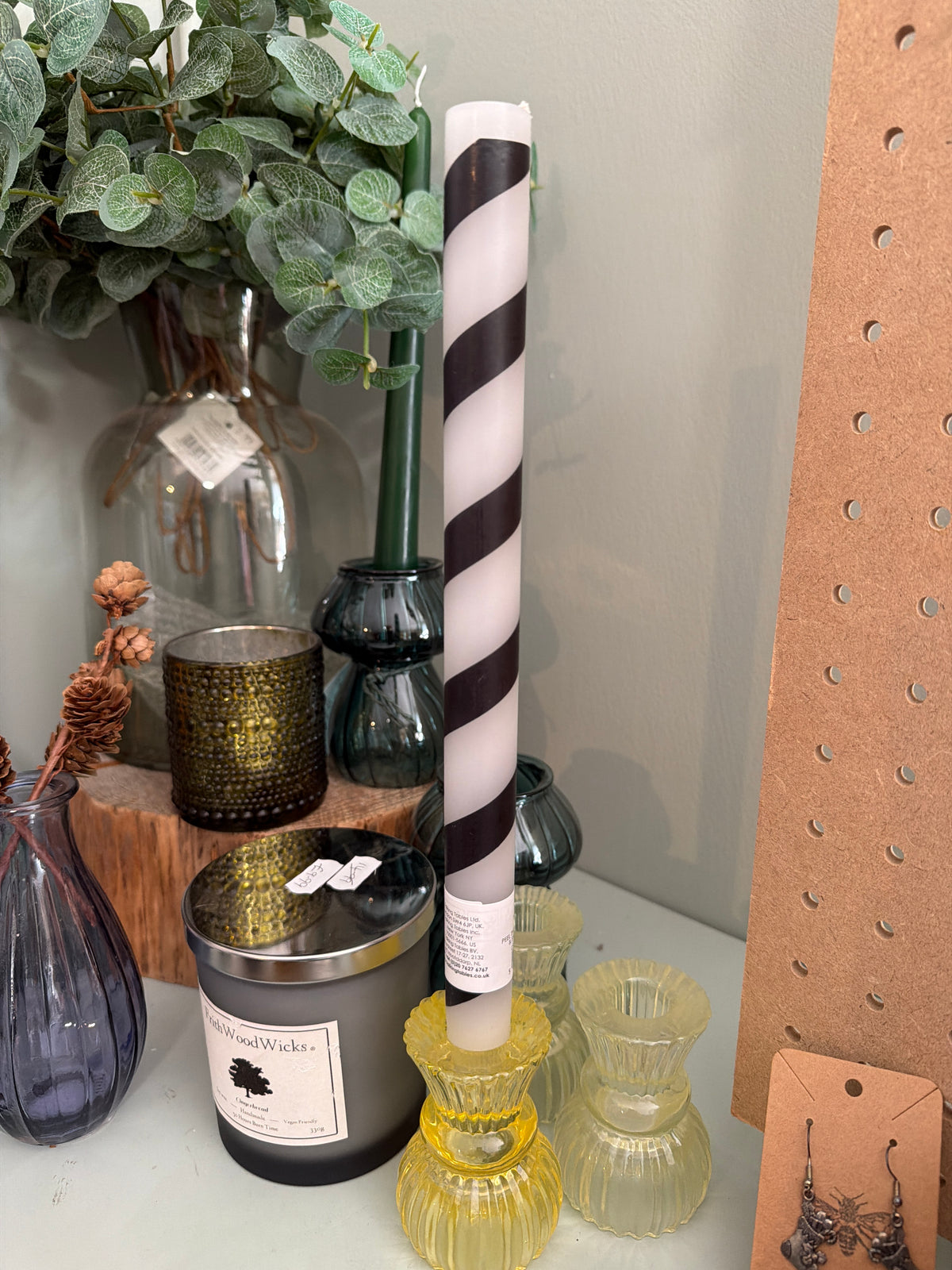 TT Black & White Stripe Dinner Candles
