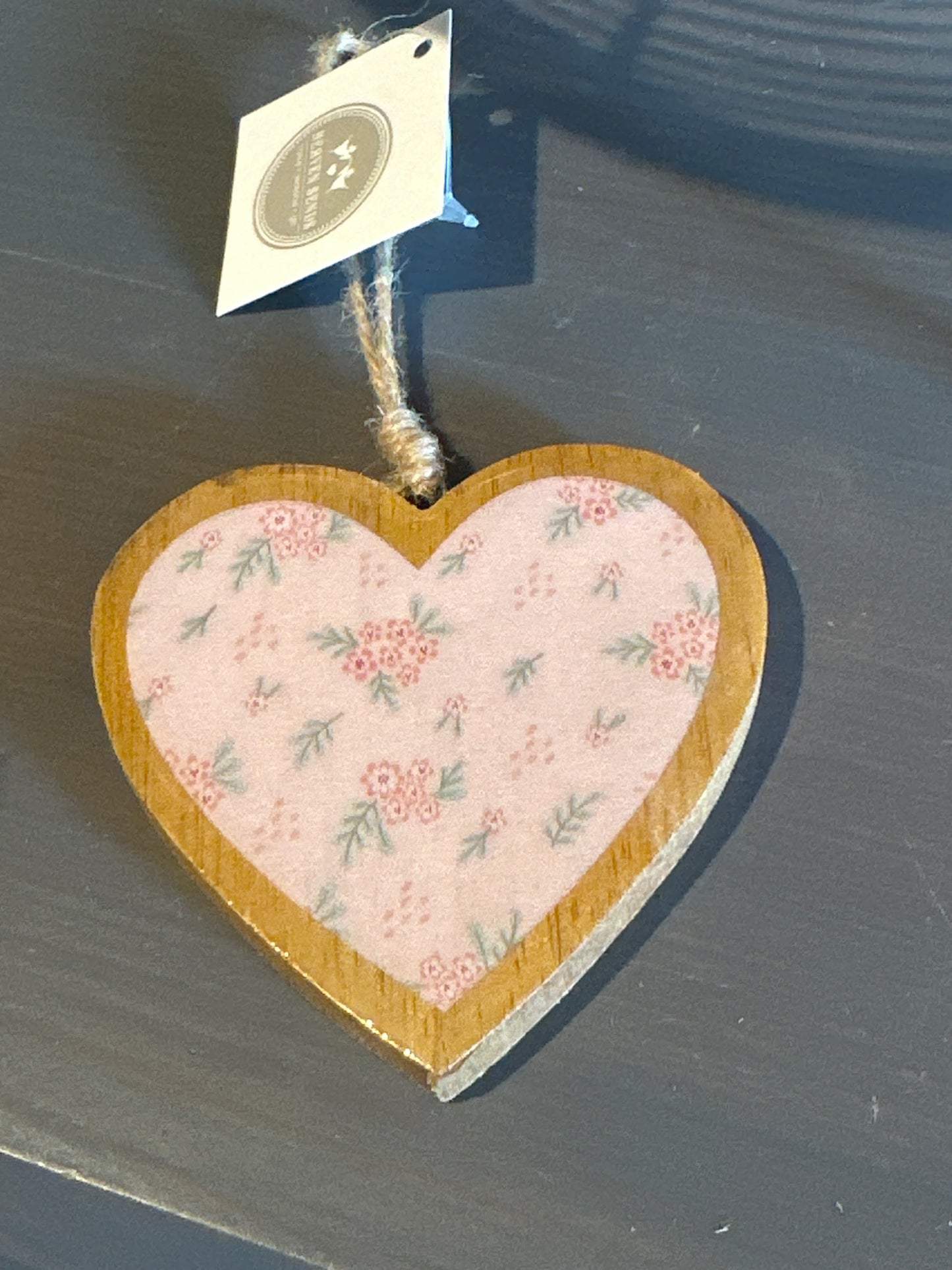 HS Large Wooden Pink Floral Heart