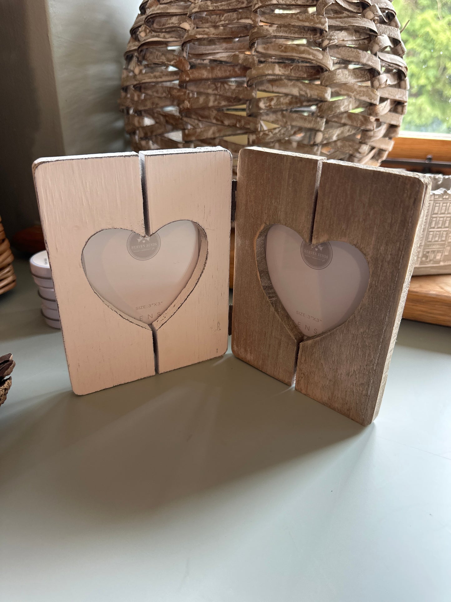 HS Wooden Small Double Heart Frame.