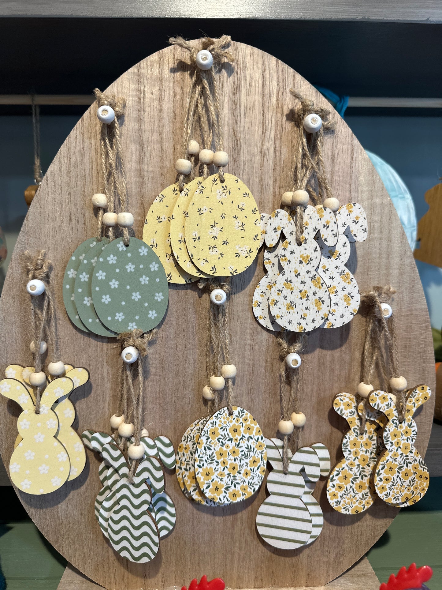 HS Wooden Easter Hanging Green/Yellow