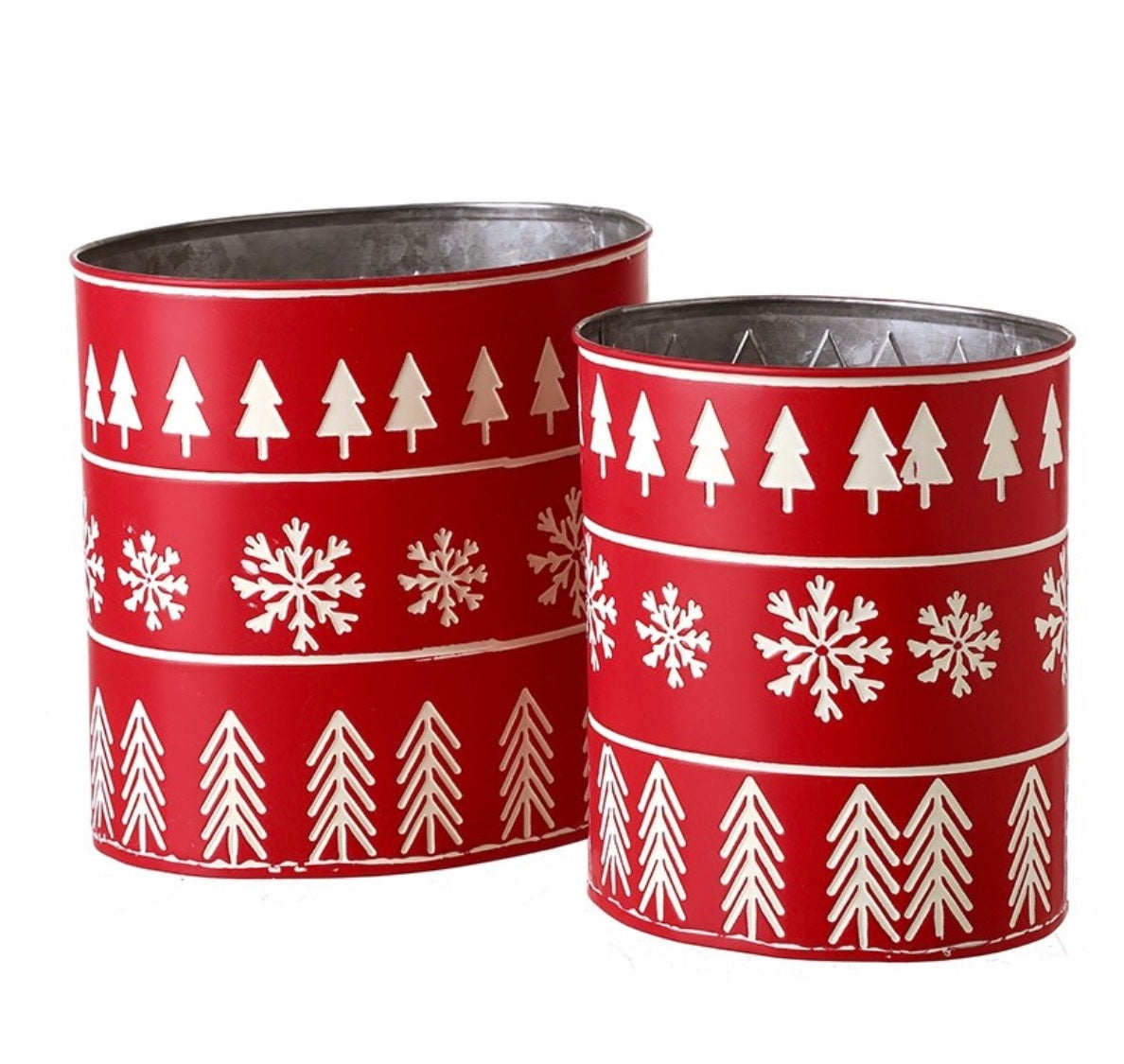 HS Red Metal Snowflake Buckets