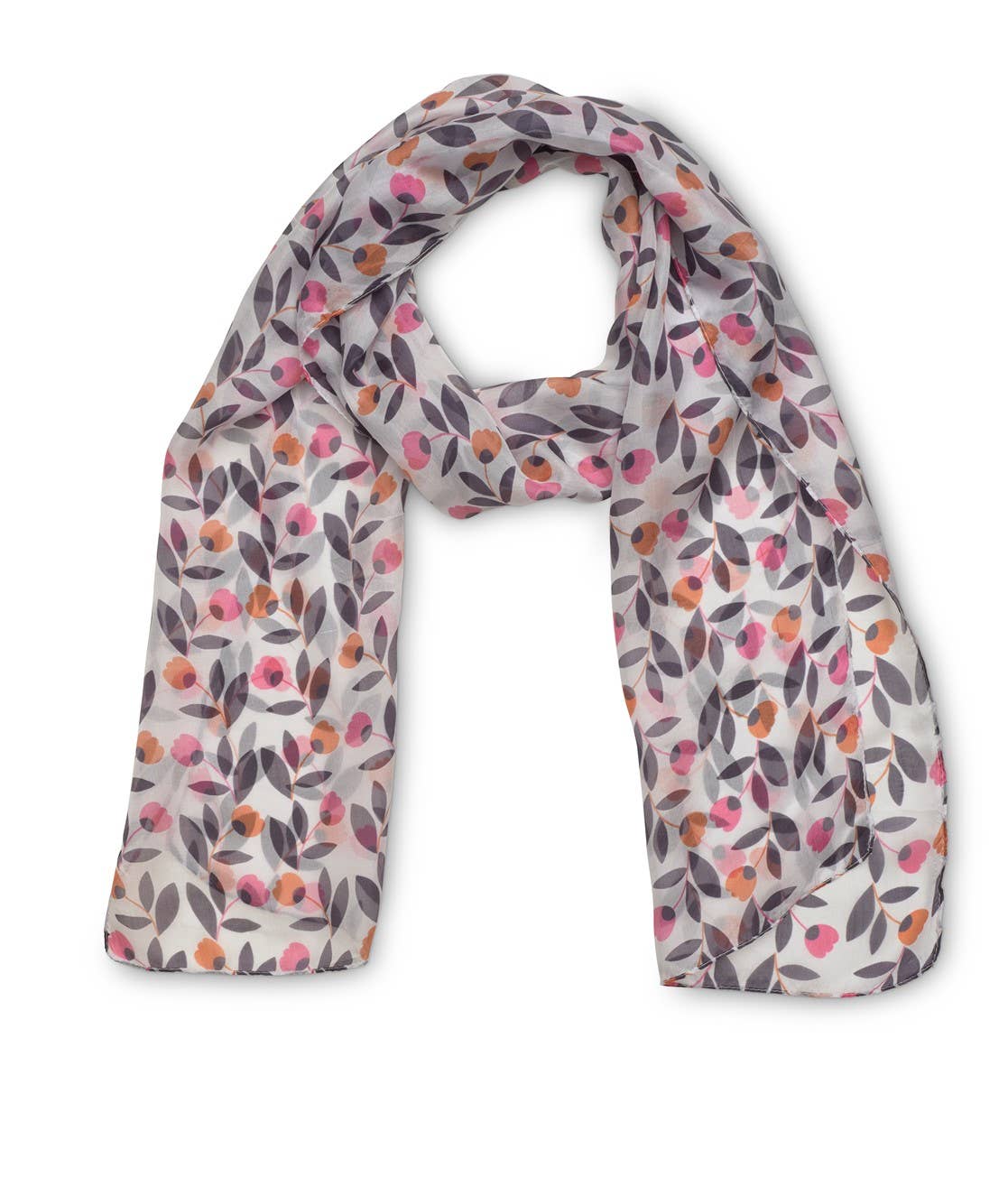 Printed Silk Scarf - Tulip Pink/Orange