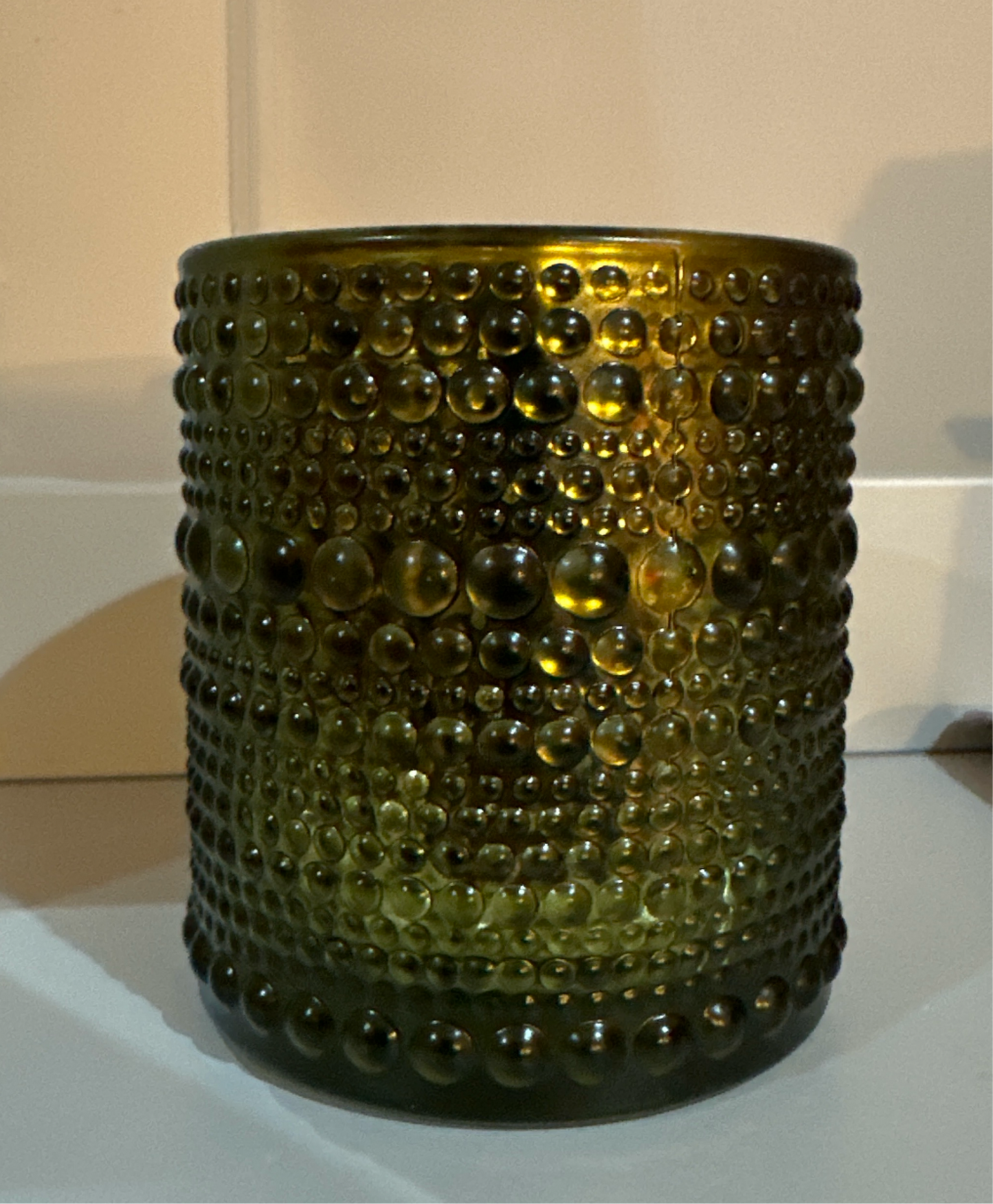 Small Candle Jar Votive Metallic Moss Green