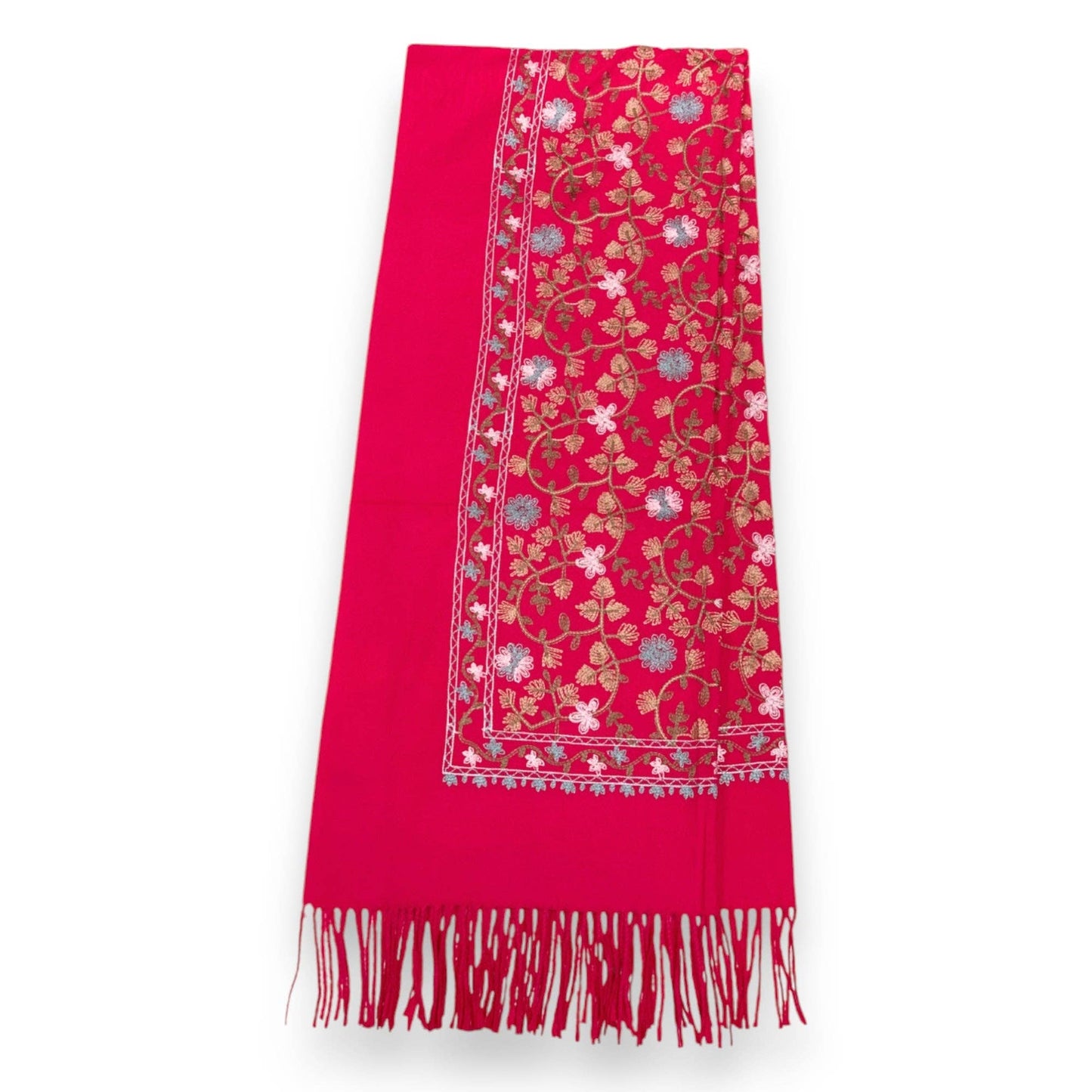 Pashmina Wool Blend Flower Embroidery Winter Scarf
