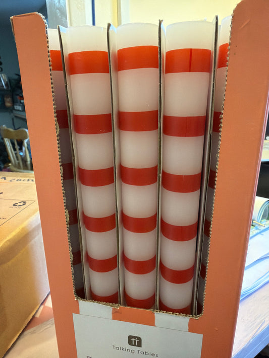 TT Individual Dinner Candle Red & White Stripe