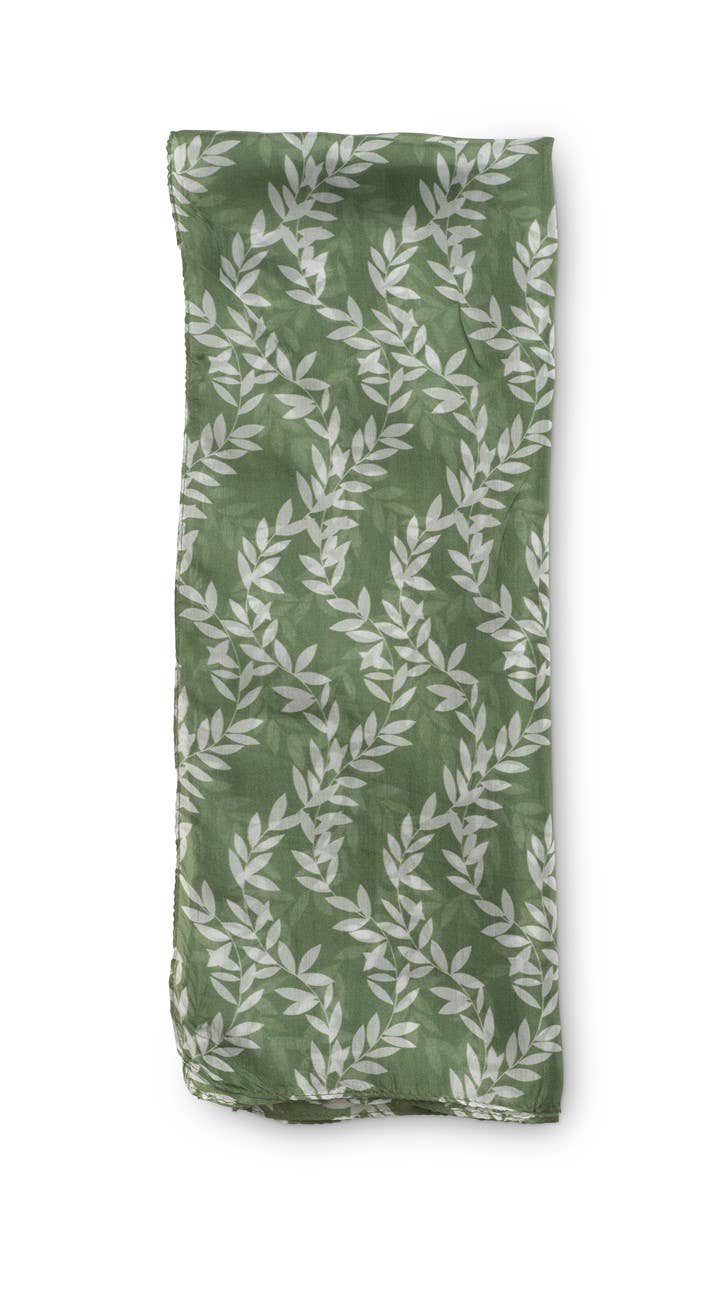 Printed Silk Scarf - Vine Green