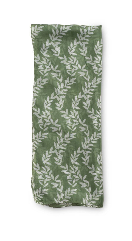 Printed Silk Scarf - Vine Green