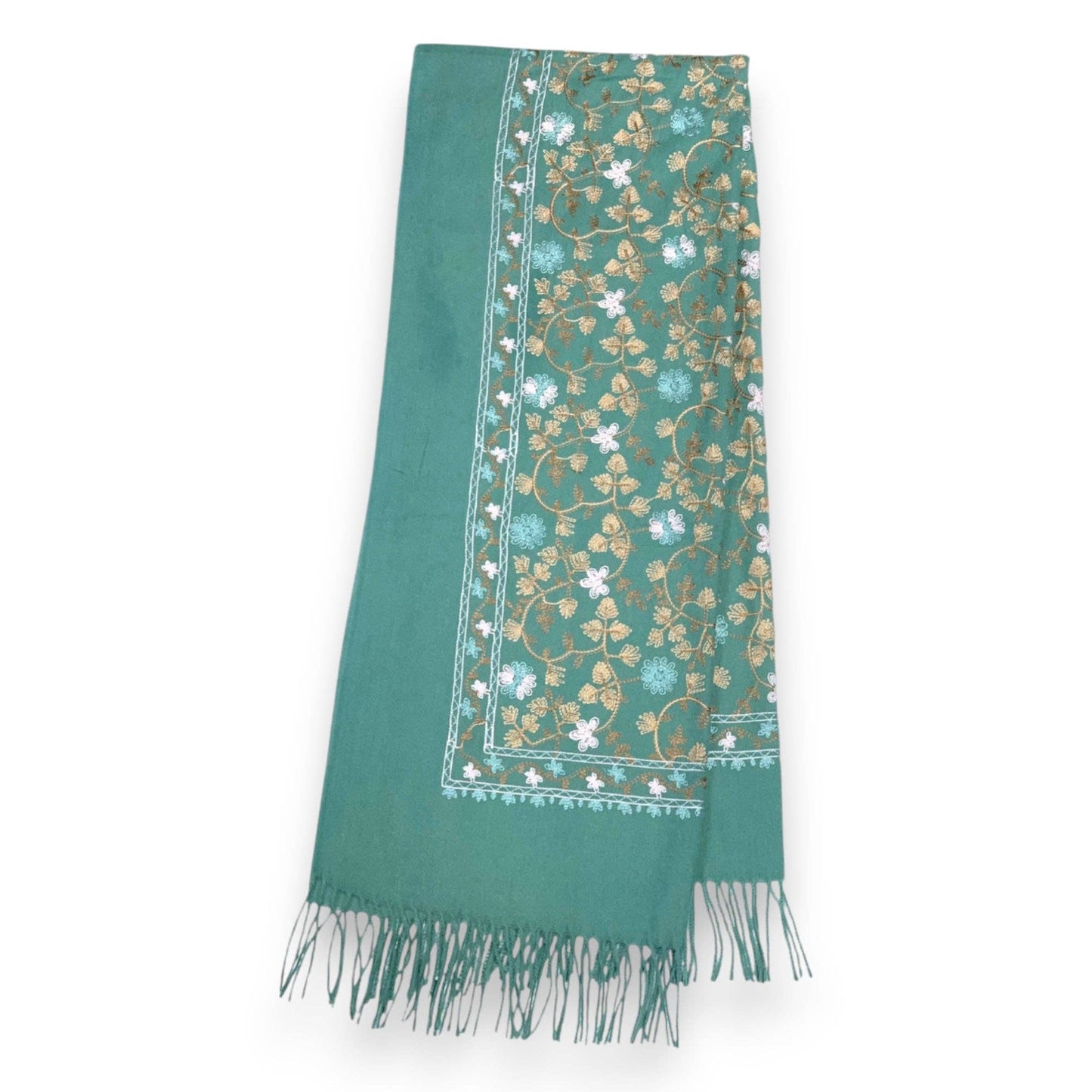 Pashmina Wool Blend Flower Embroidery Winter Scarf