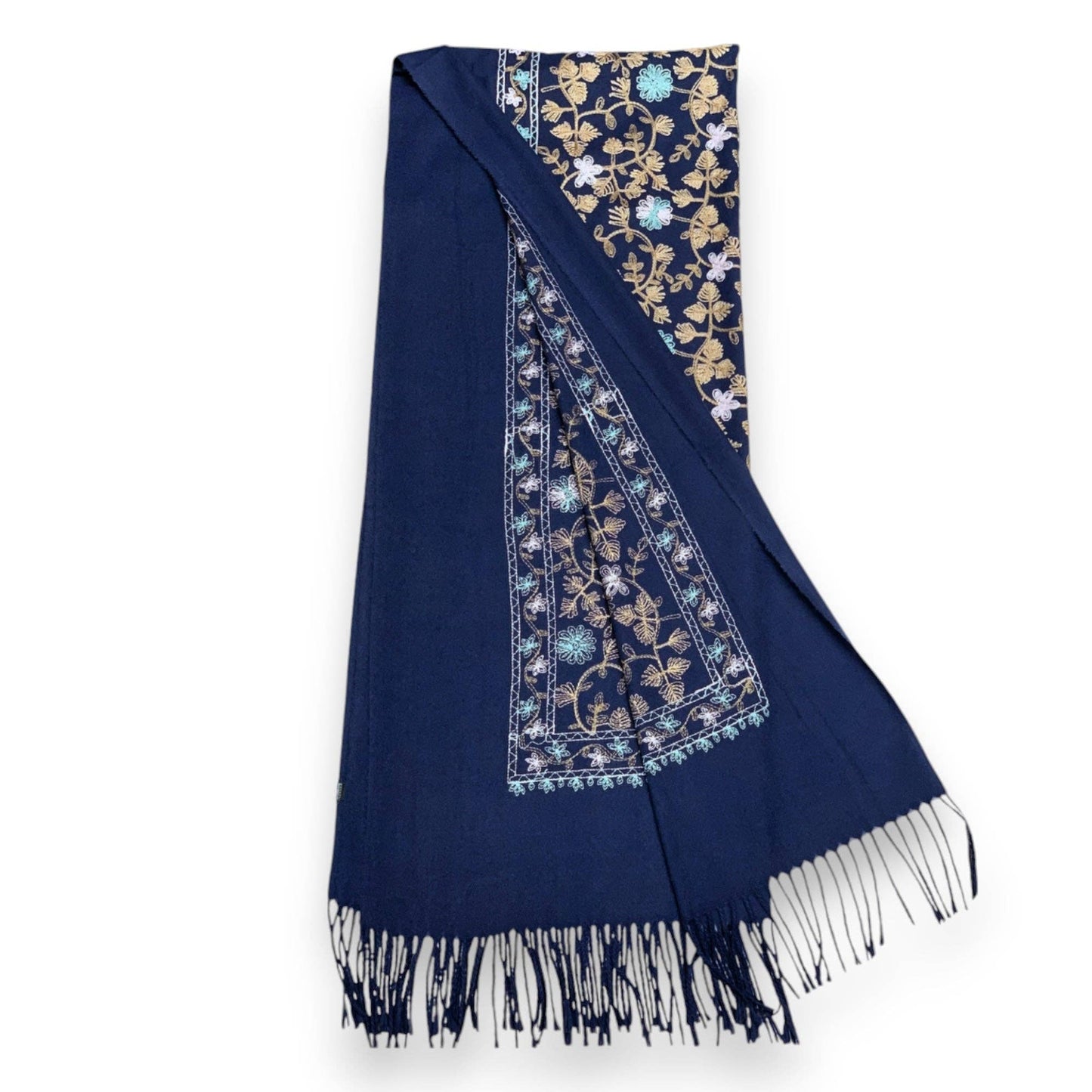 Pashmina Wool Blend Flower Embroidery Winter Scarf