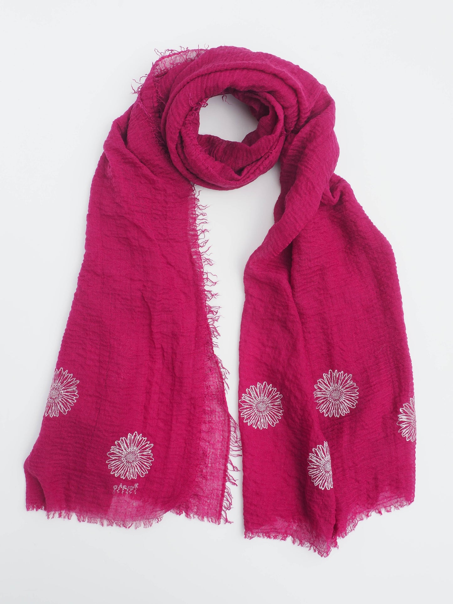 Cariceprints… Hand printed linen mix scarf printed in Daisy