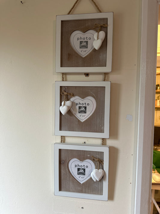 HS Triple Wooden Hanging Heart Frame