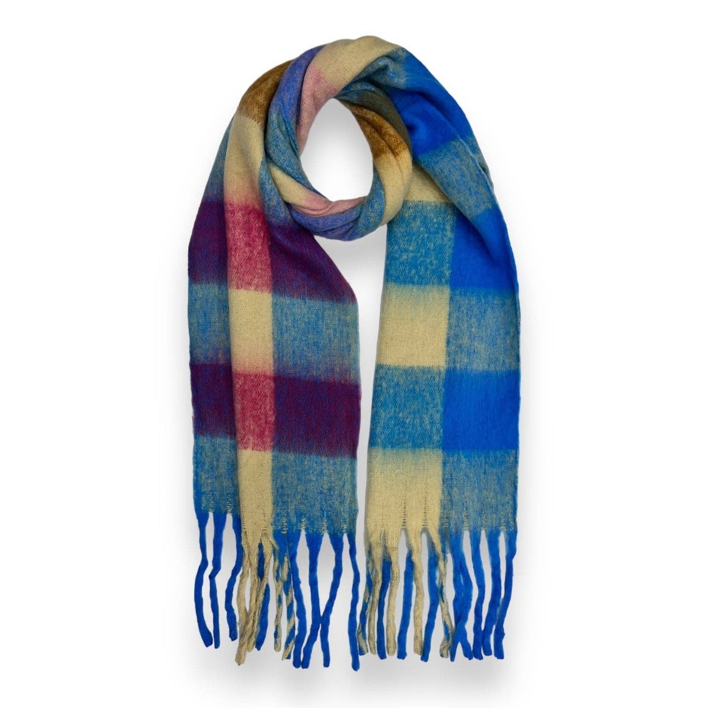 Fluffy Soft Check Print Winter Scarf