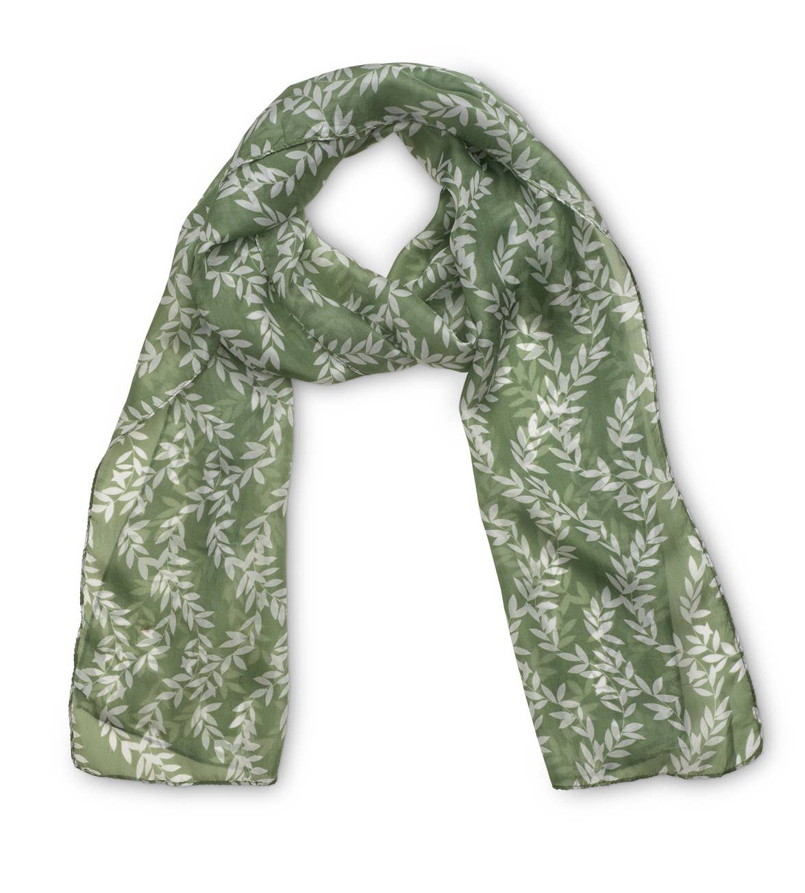 Printed Silk Scarf - Vine Green