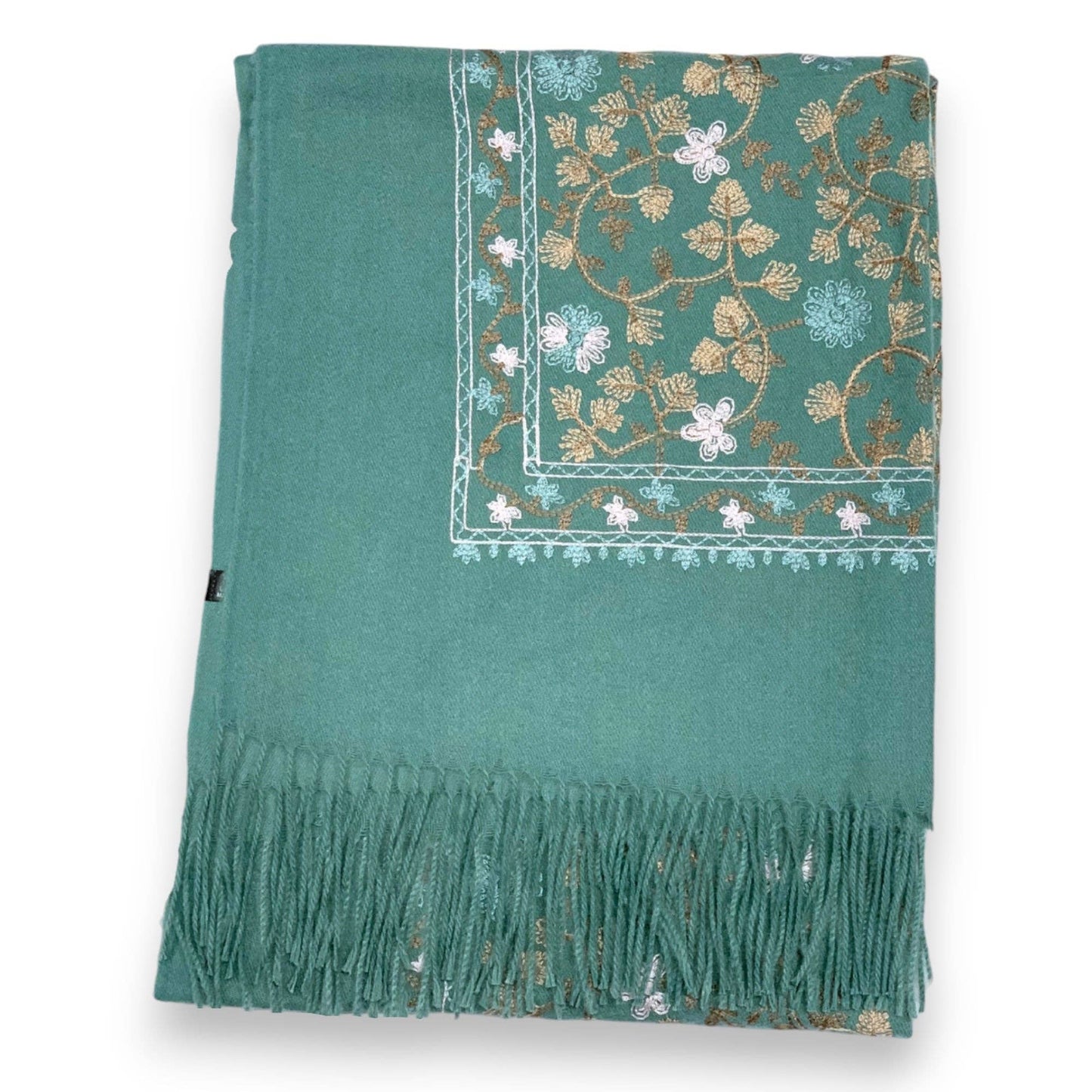 Pashmina Wool Blend Flower Embroidery Winter Scarf
