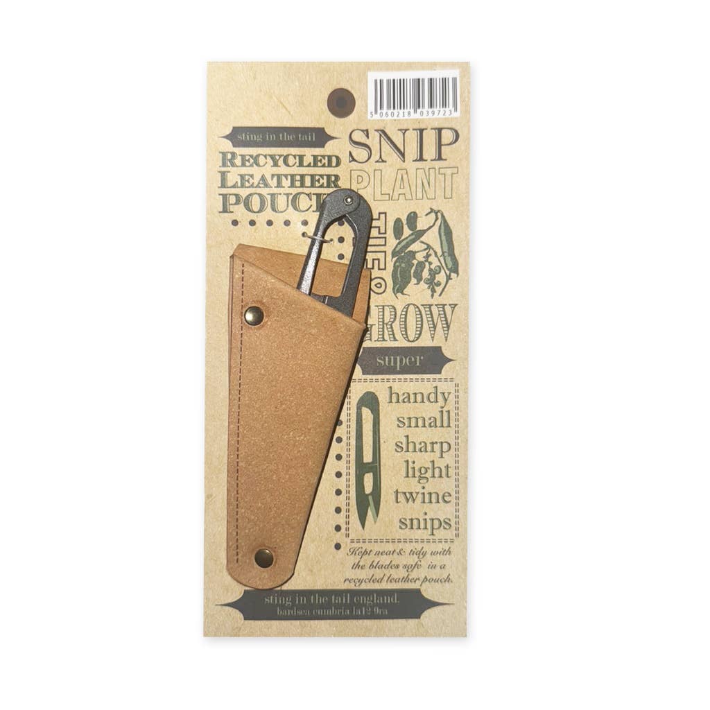 STEEL SNIPS IN A RECYCLED LEATHER POUCH (NATURAL)