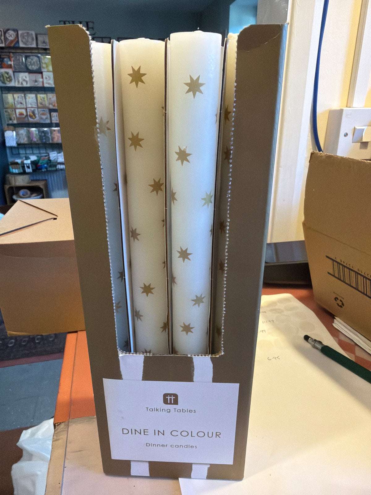 TT Individual Dinner Candle Gold Stars