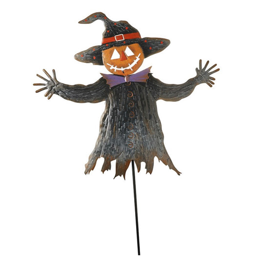 HS Halloween Black Metal Pumpkin Witch Stake