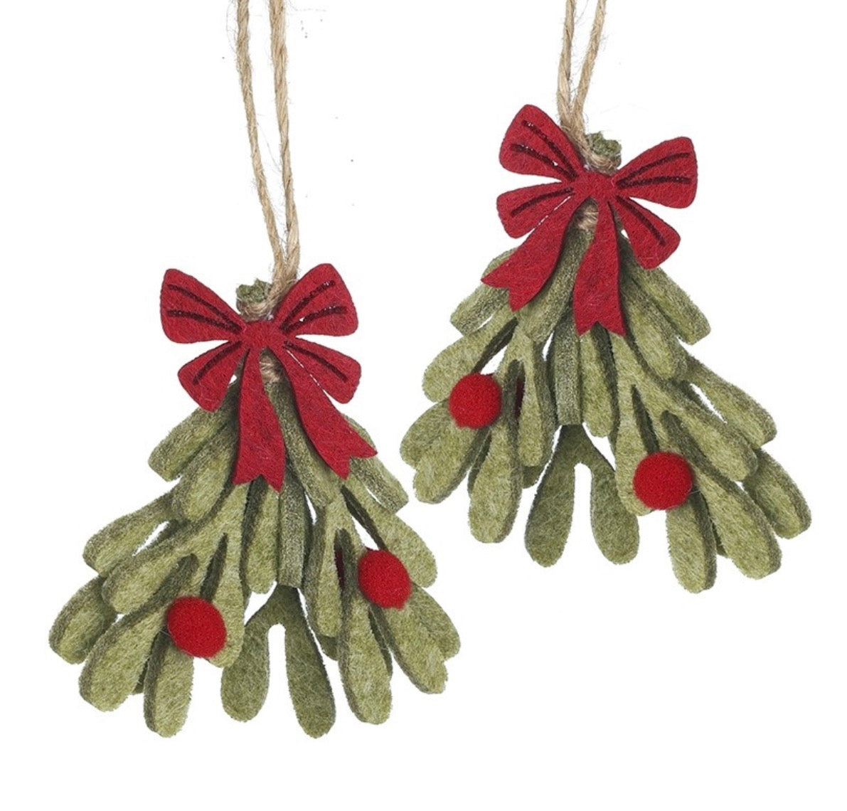 HS Hanging Felt Mistletoe with Red Bow