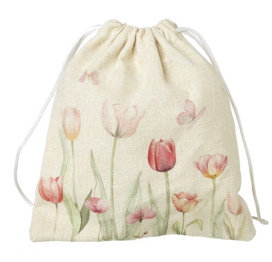 HS Tulip Print Drawstring Gift Bag