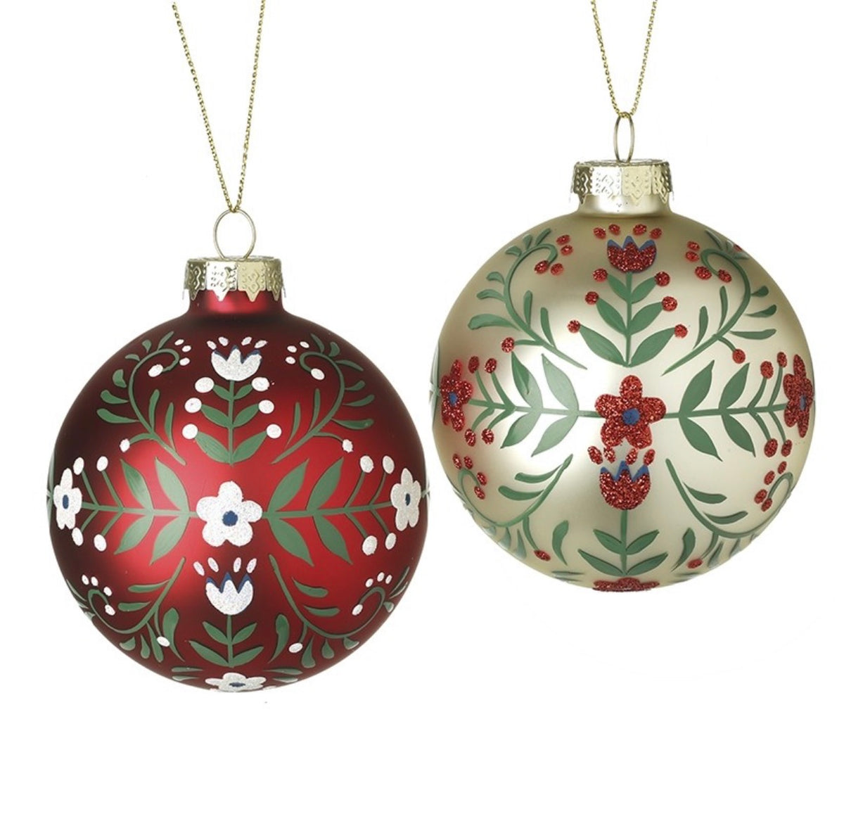 HS Red/Gold Flower Design Bauble