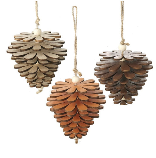 HS Hanging Wooden Slat Fircone