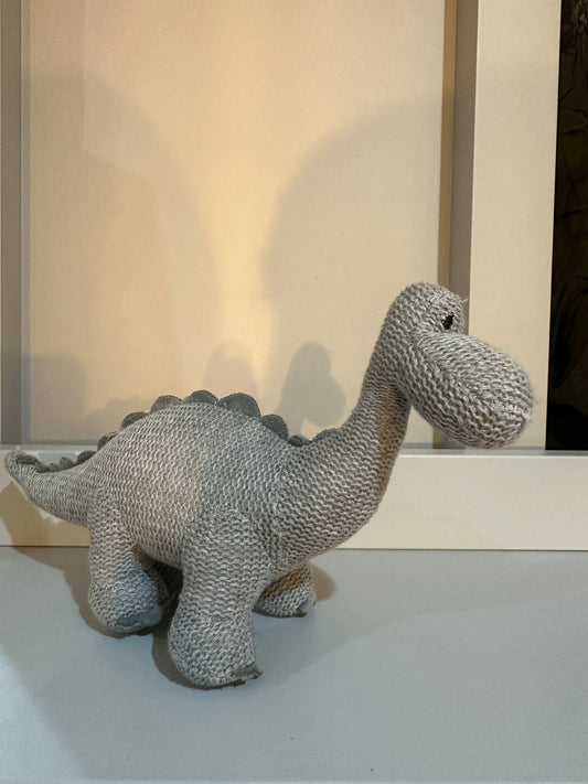 Best Years Grey Diplodocus Knitted Baby Rattle