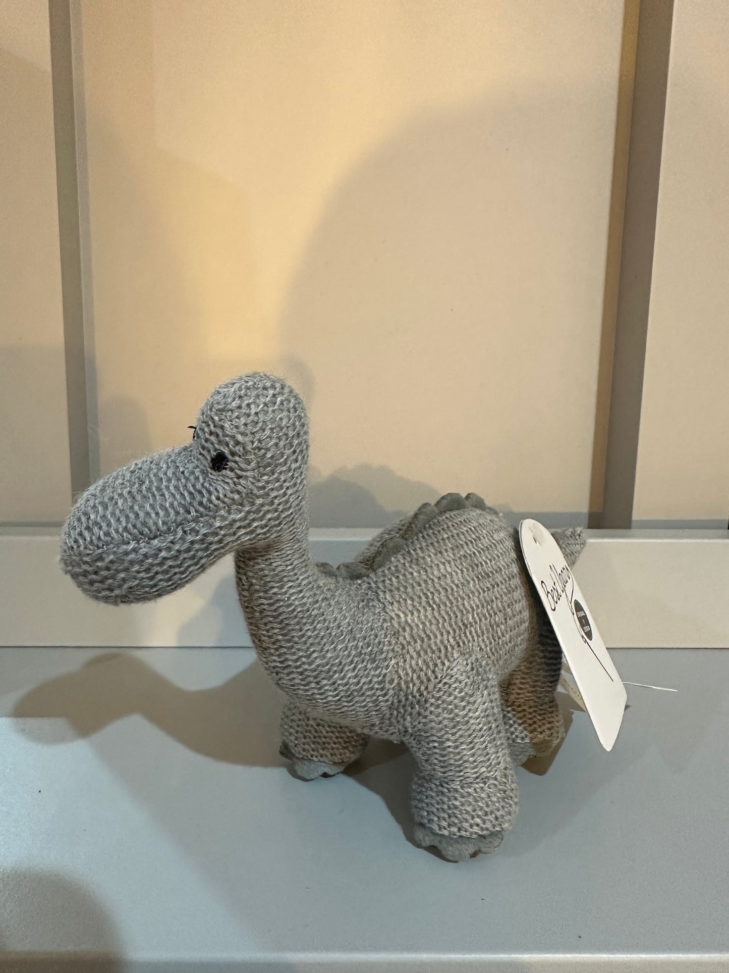 Best Years Grey Diplodocus Knitted Baby Rattle