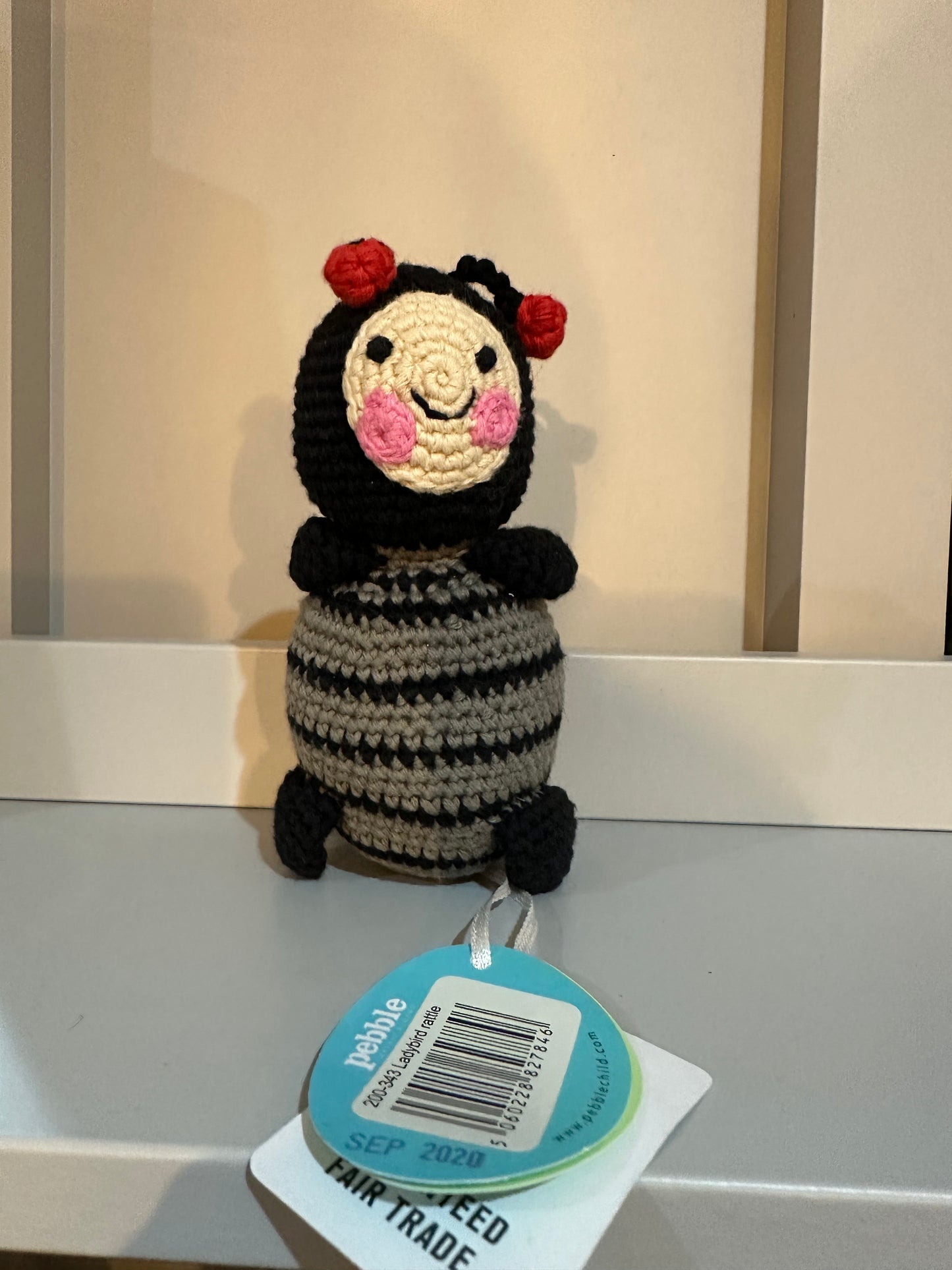 Pebble Knitted Baby Ladybird Rattle