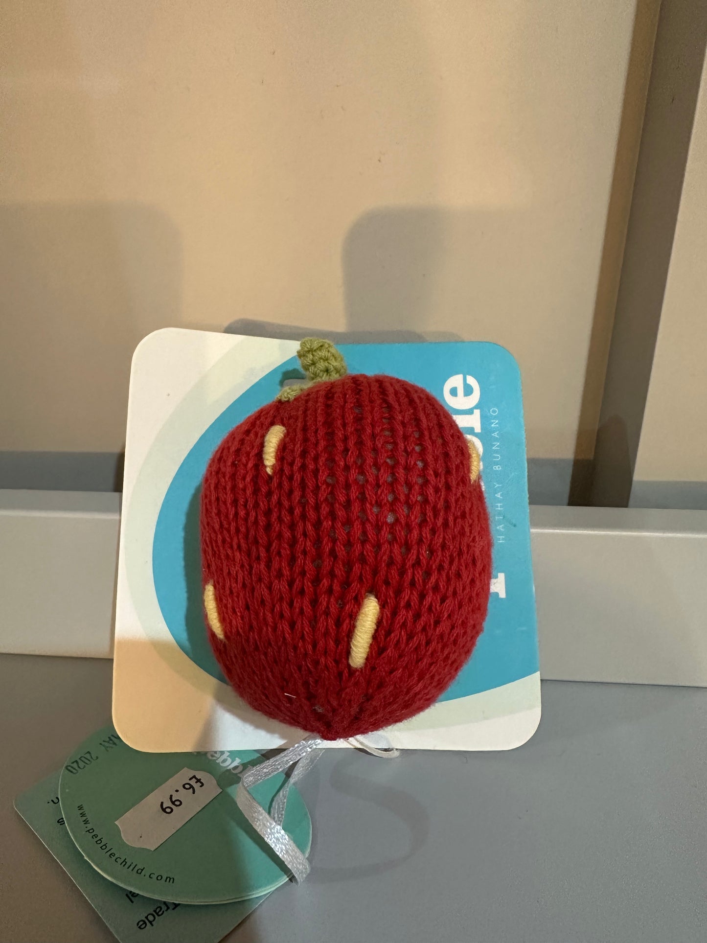 Pebble Knitted Strawberry Fruit Rattle