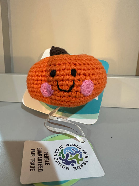 Pebble Fairtrade Pumpkin Vegetable Baby Rattle