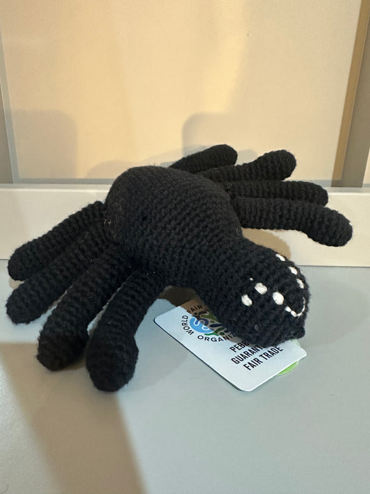Pebble Fairtrade Knitted Black Spider Rattle