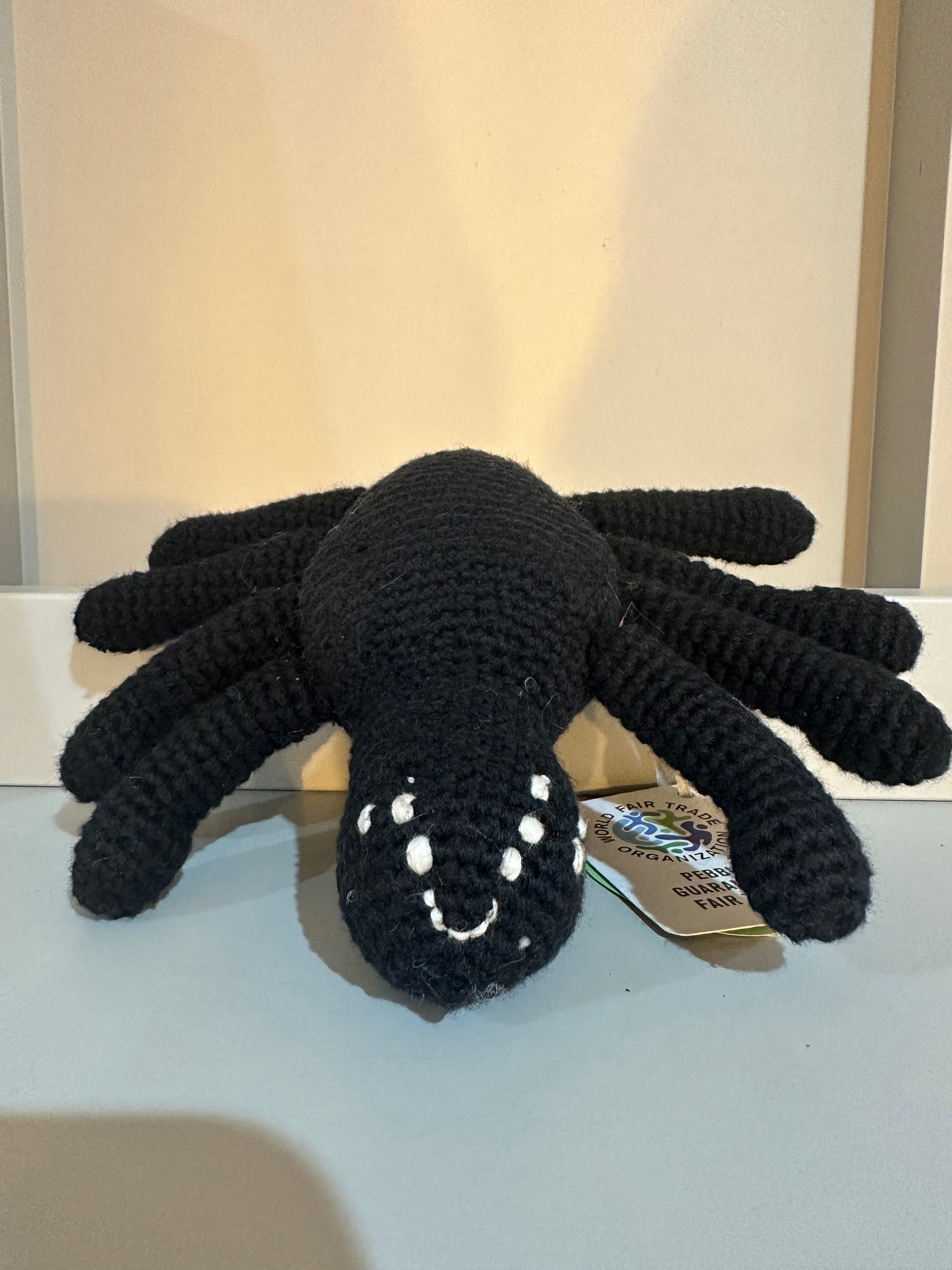 Pebble Fairtrade Knitted Black Spider Rattle