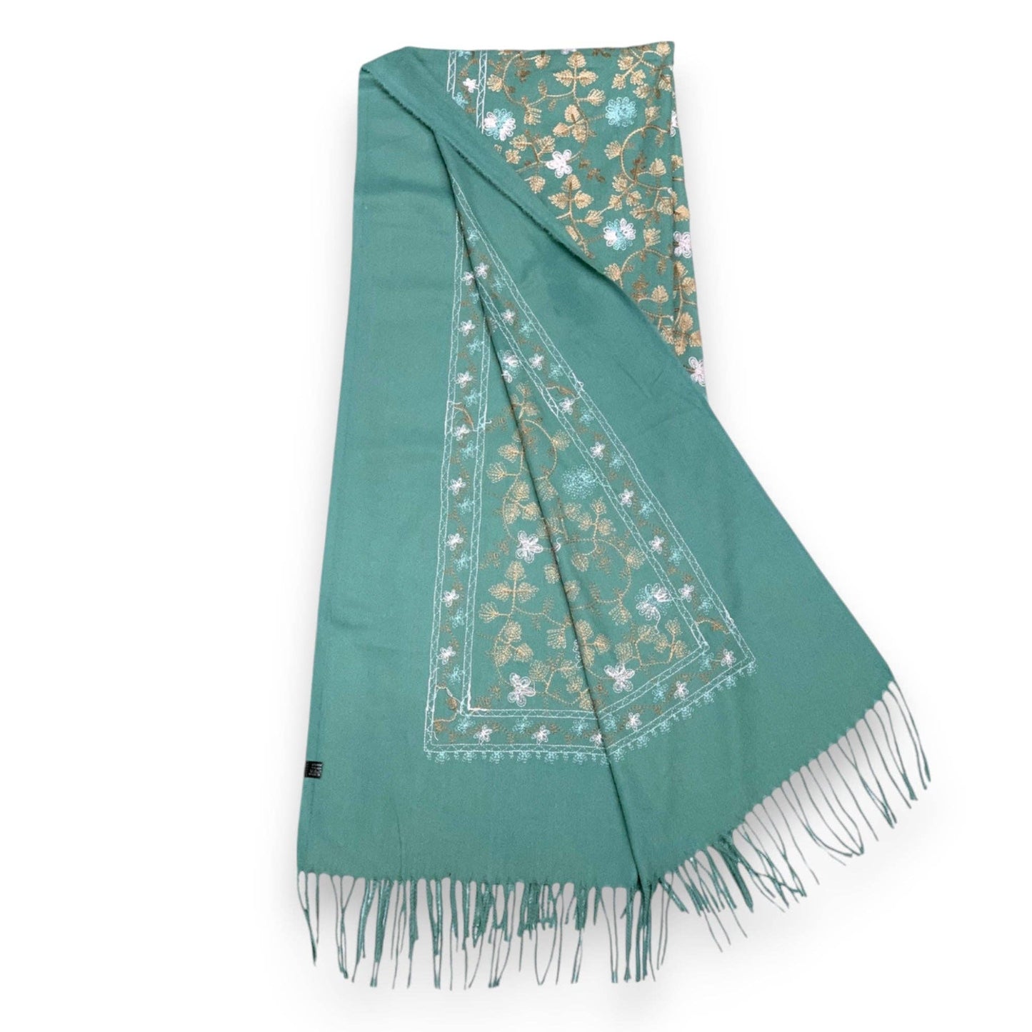 Pashmina Wool Blend Flower Embroidery Winter Scarf