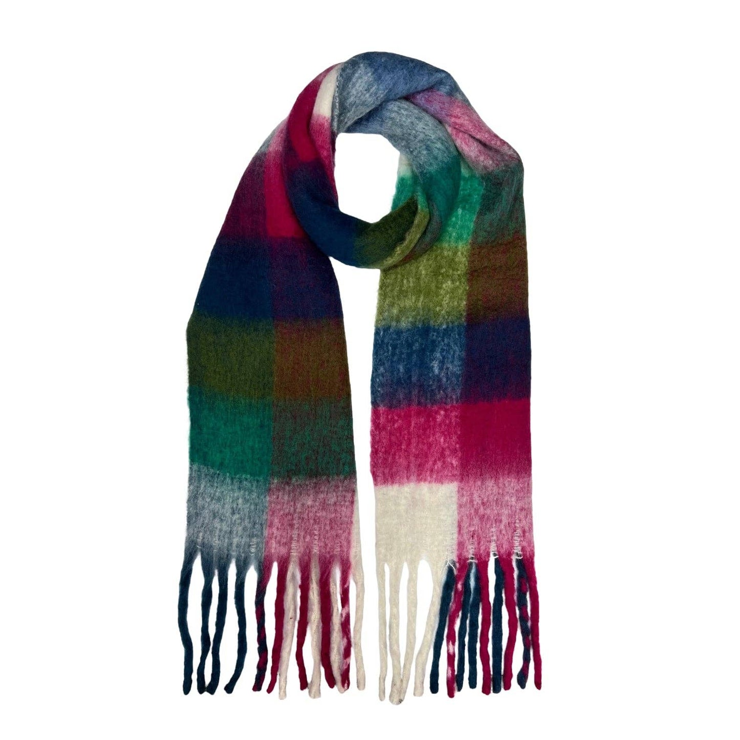 Fluffy Soft Check Print Winter Scarf