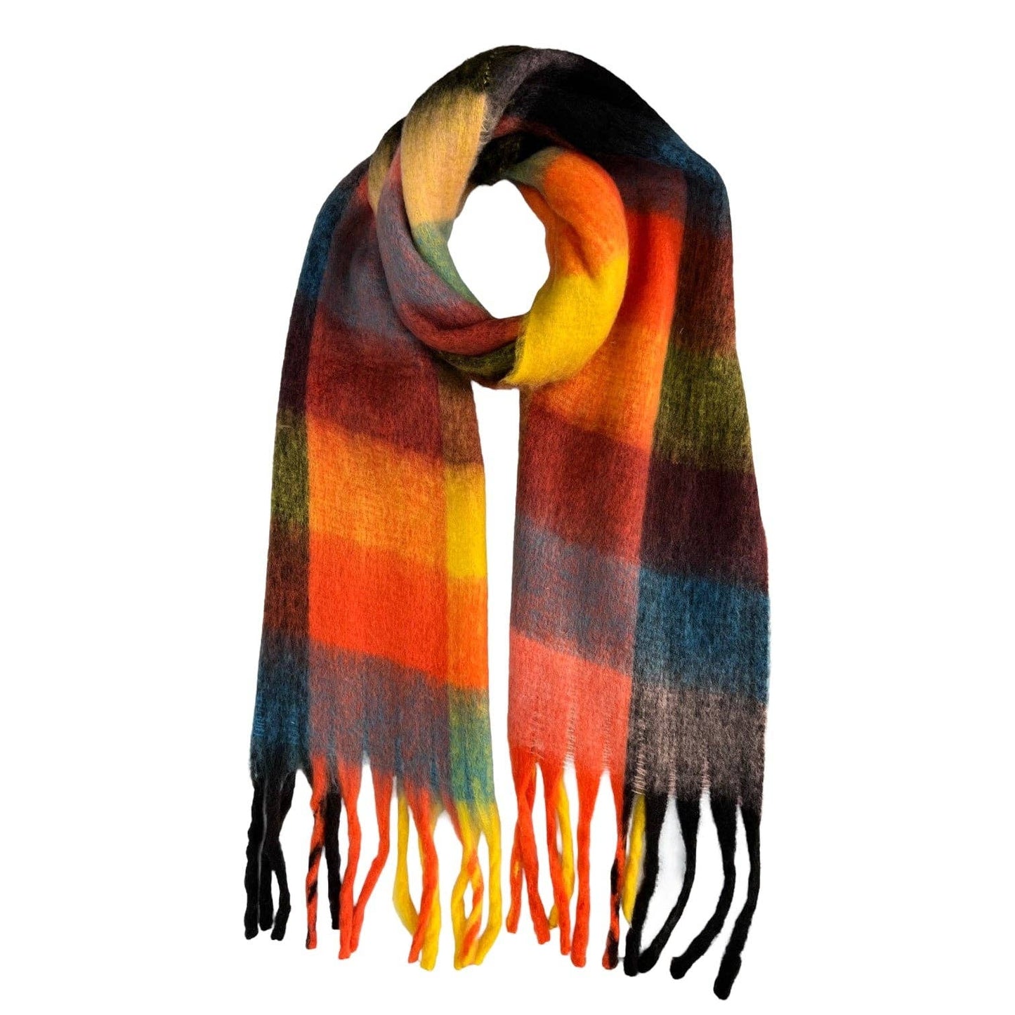 Fluffy Soft Check Print Winter Scarf