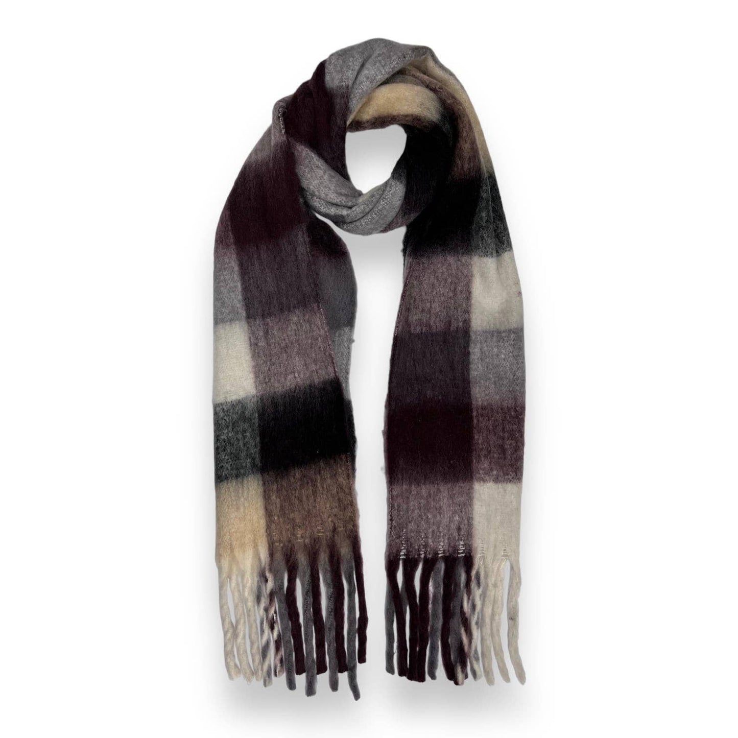 Fluffy Soft Check Print Winter Scarf