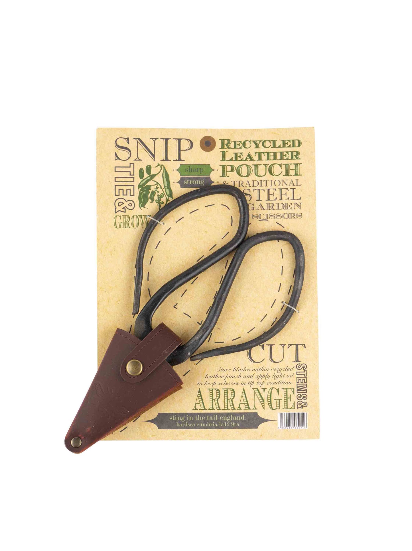 LARGE SCISSORS IN A RECYCLED LEATHER POUCH (BROWN)