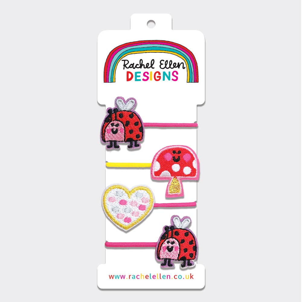 Kid’s Hair Elastics - Ladybird/Toadstool (Set of 4)