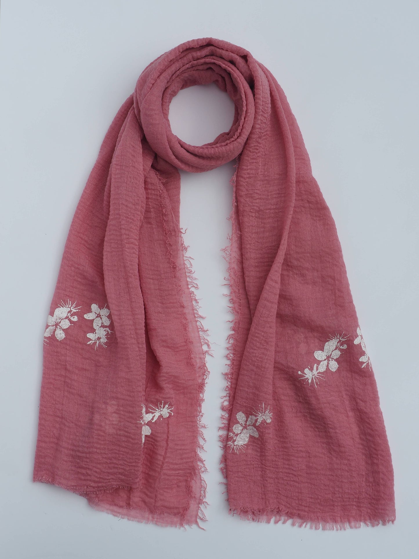 Cariceprints… Hand printed linen mix scarf in Blackthorn