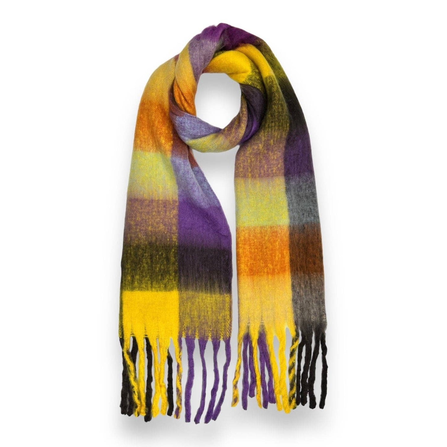 Fluffy Soft Check Print Winter Scarf