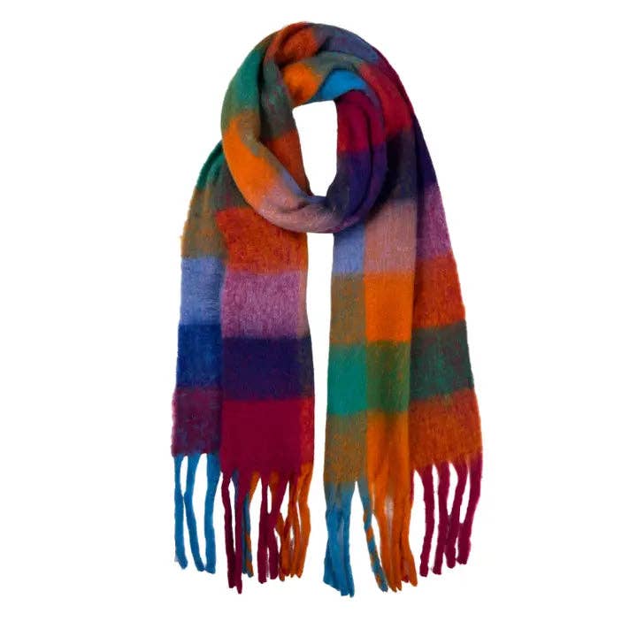 Fluffy Soft Check Print Winter Scarf