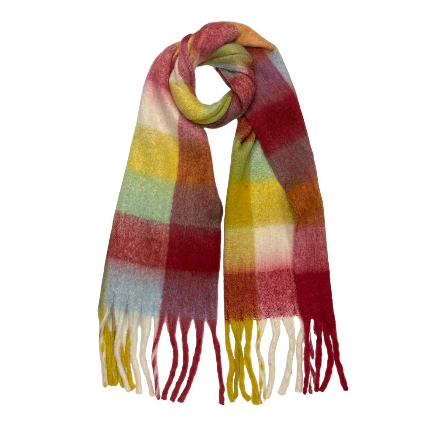 Fluffy Soft Check Print Winter Scarf