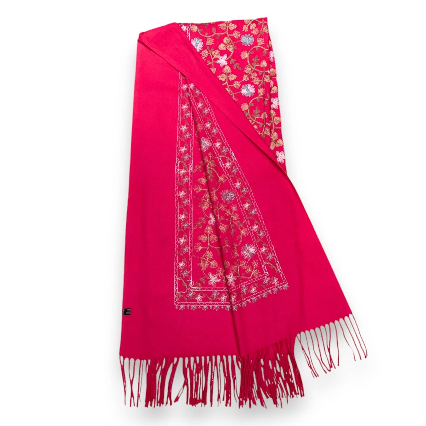 Pashmina Wool Blend Flower Embroidery Winter Scarf