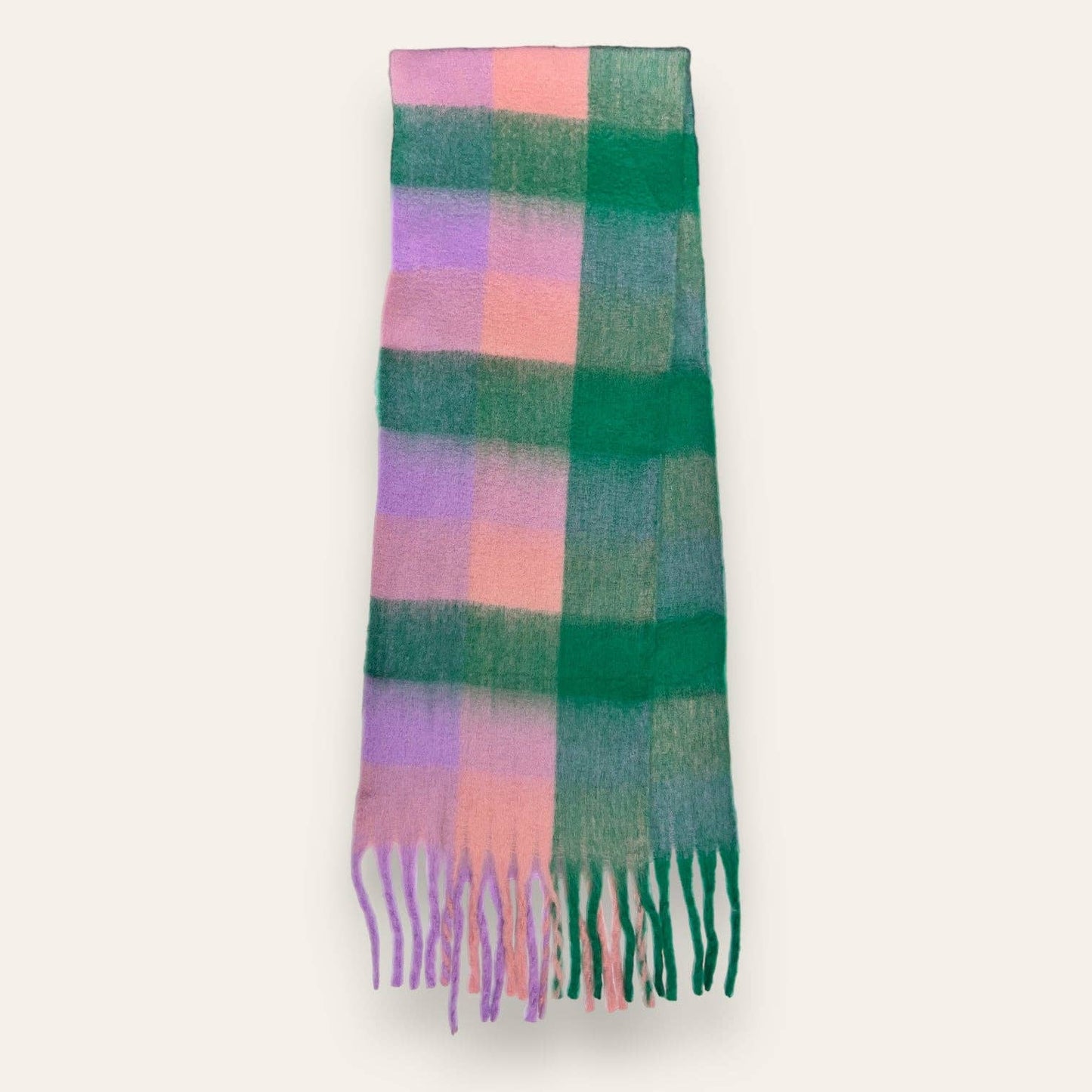 Fluffy Soft Check Print Winter Scarf